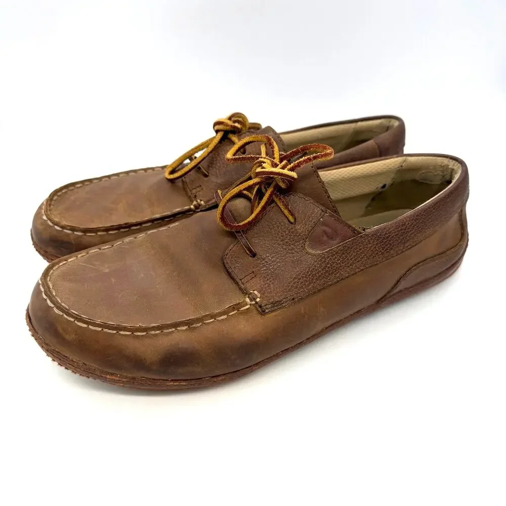Olukai Mano Men's Brown Nubuck Leather Loafers Size 9.5
